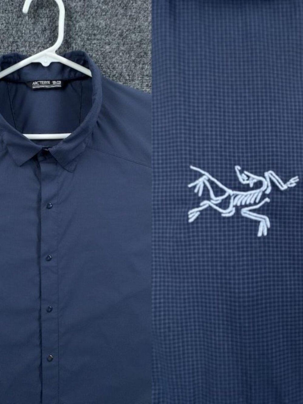 Arcteryx Snap Up Elaho 13652 Dark Blue Logo 2XL Mens Long Sleeve Shirt Outdoors